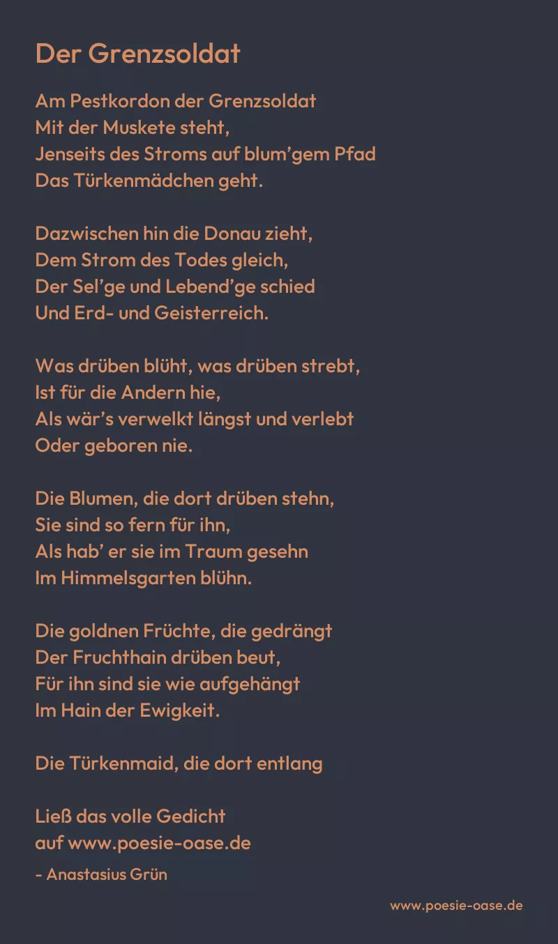 Gedicht: Der Grenzsoldat von Anastasius Grün