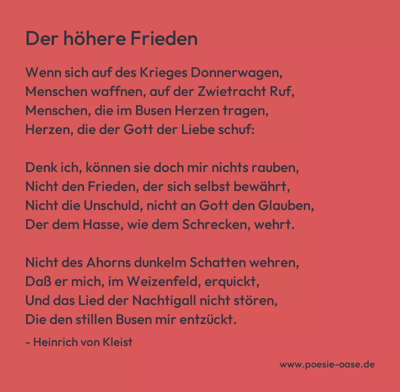 Gedicht: Der höhere Frieden von Heinrich von Kleist
