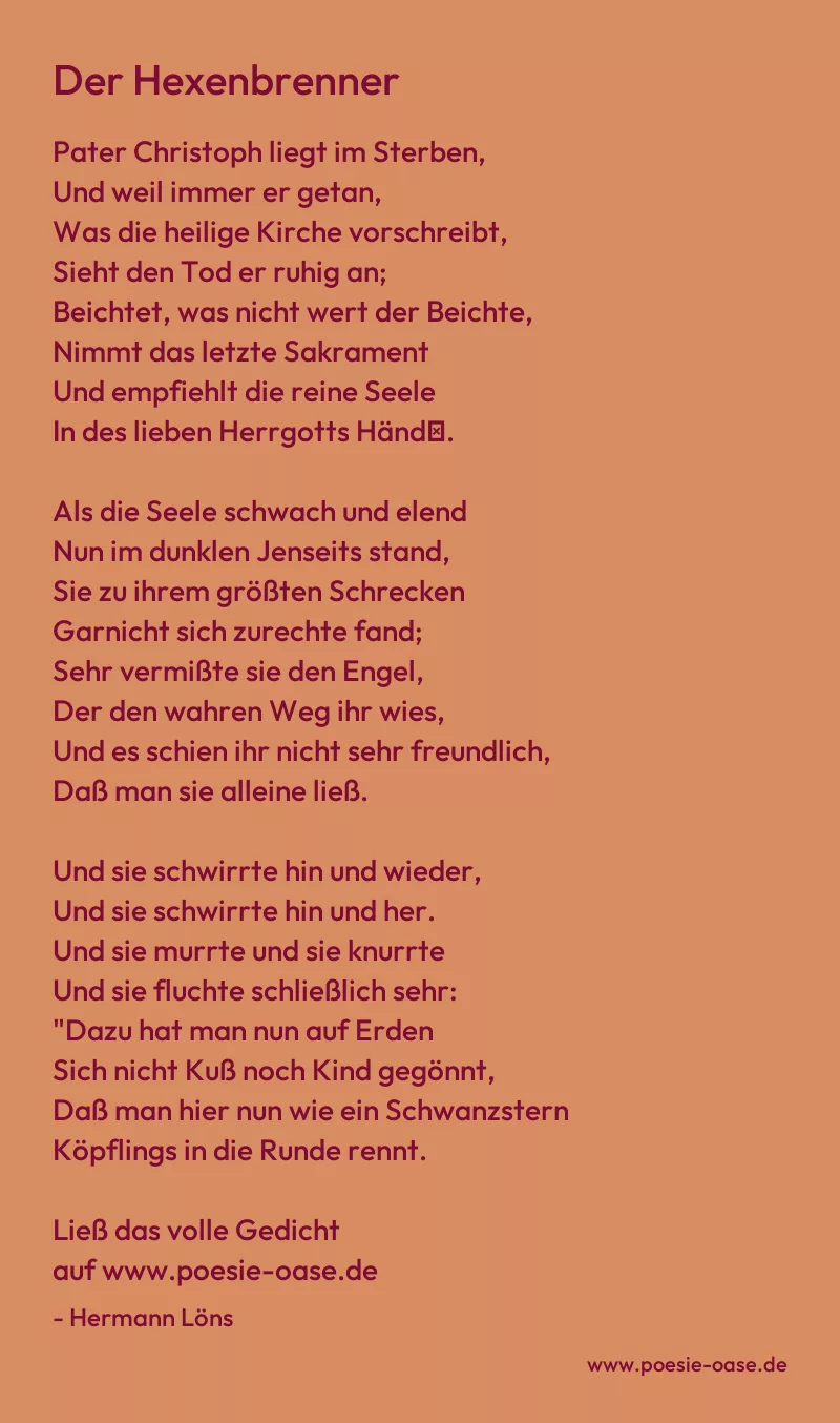 Gedicht: Der Hexenbrenner von Hermann Löns