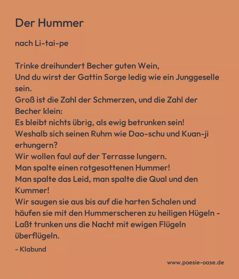Gedicht: Der Hummer von Klabund