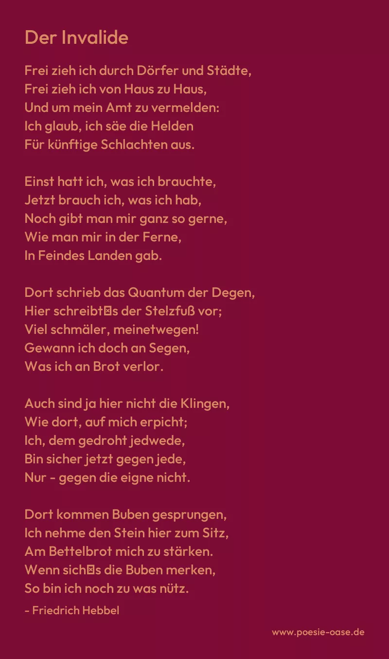 Gedicht: Der Invalide von Friedrich Hebbel