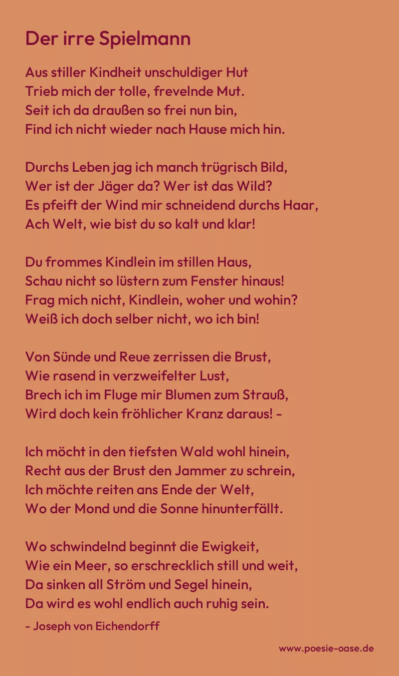 Gedicht: Der irre Spielmann von Joseph von Eichendorff