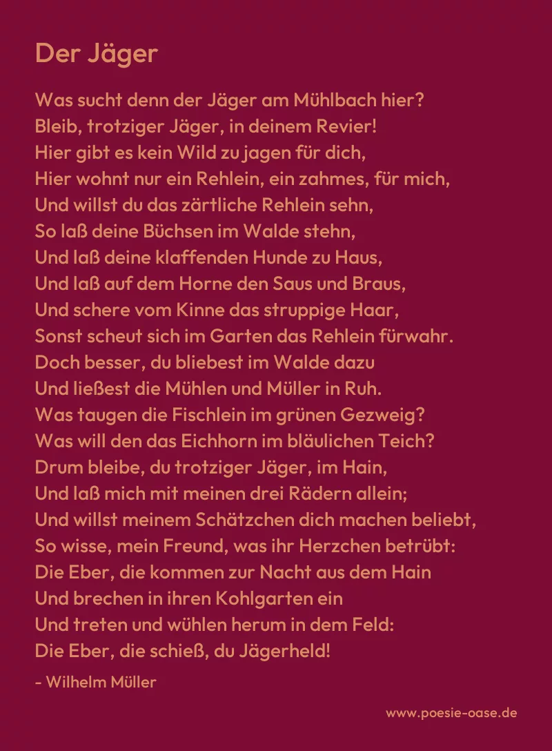 Gedicht: Der Jäger von Wilhelm Müller
