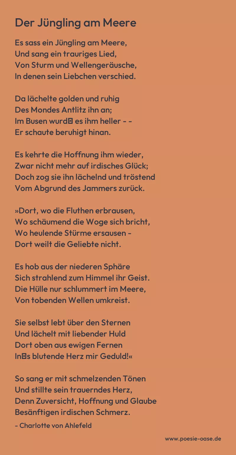 Gedicht: Der Jüngling am Meere von Charlotte von Ahlefeld