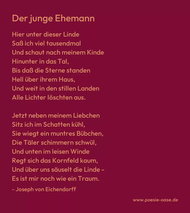 Gedicht: Der junge Ehemann von Joseph von Eichendorff