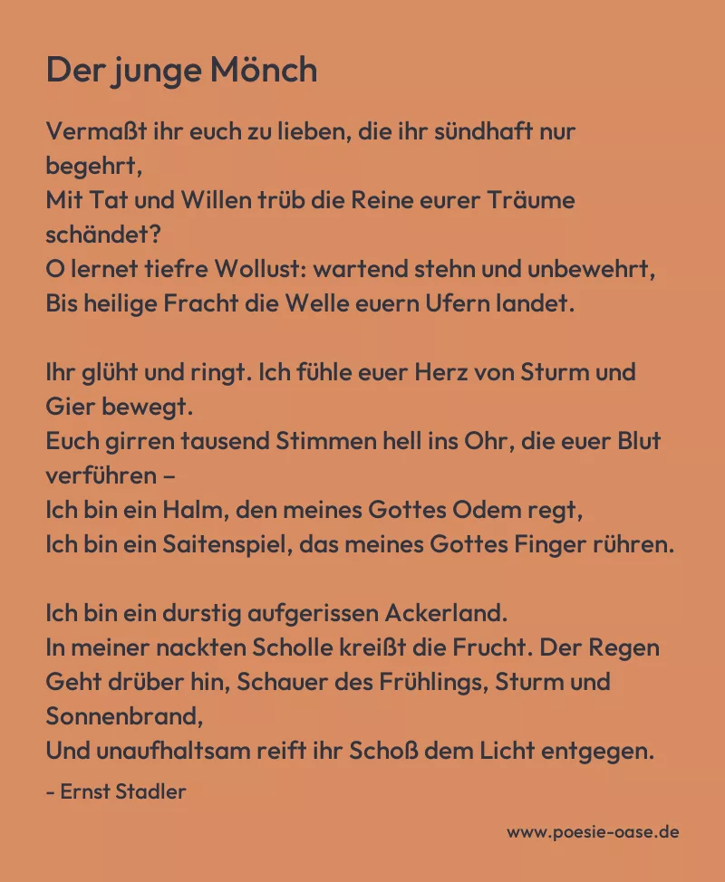 Gedicht: Der junge Mönch von Ernst Stadler