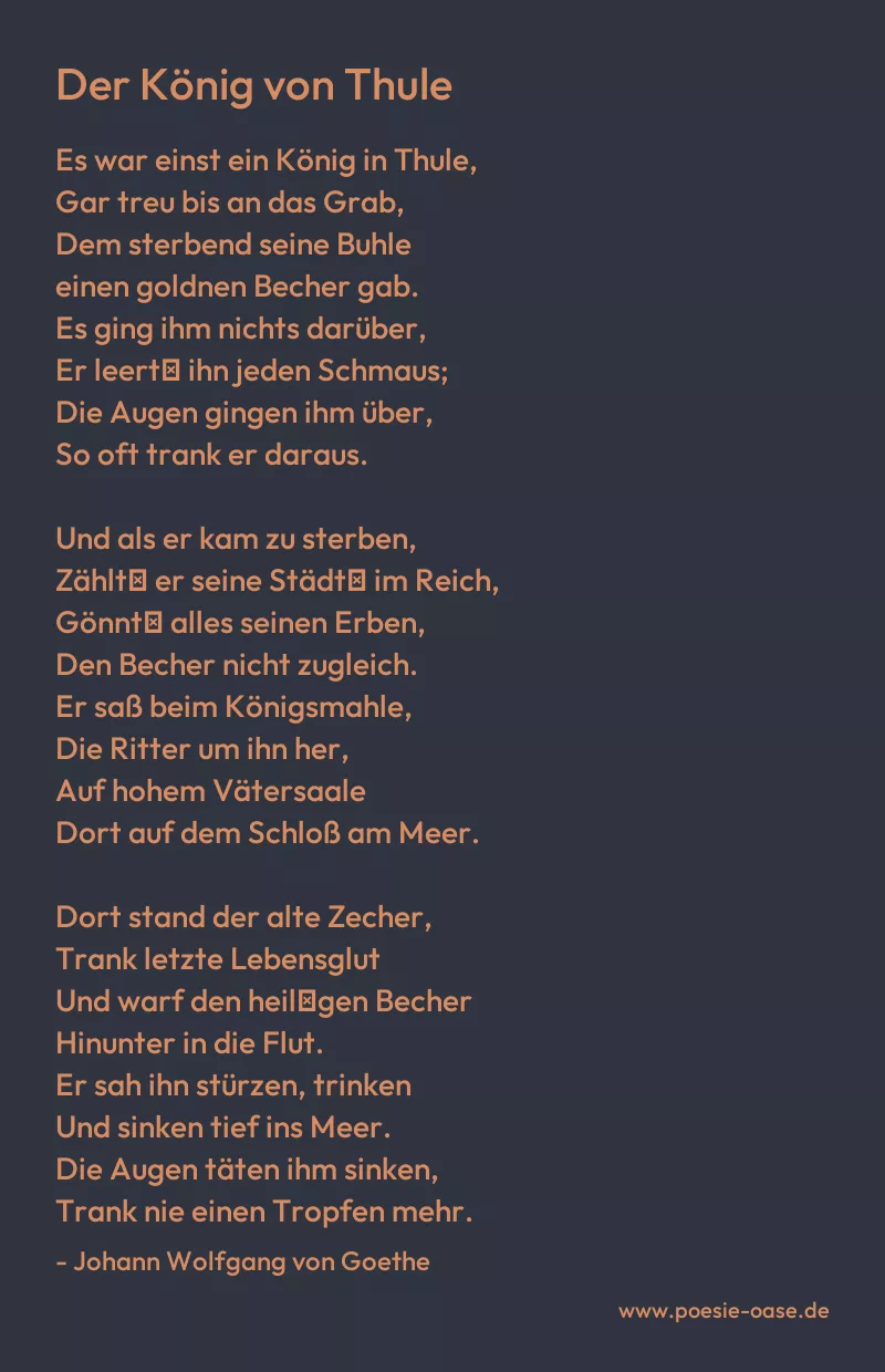 Gedicht: Der König von Thule von Johann Wolfgang von Goethe
