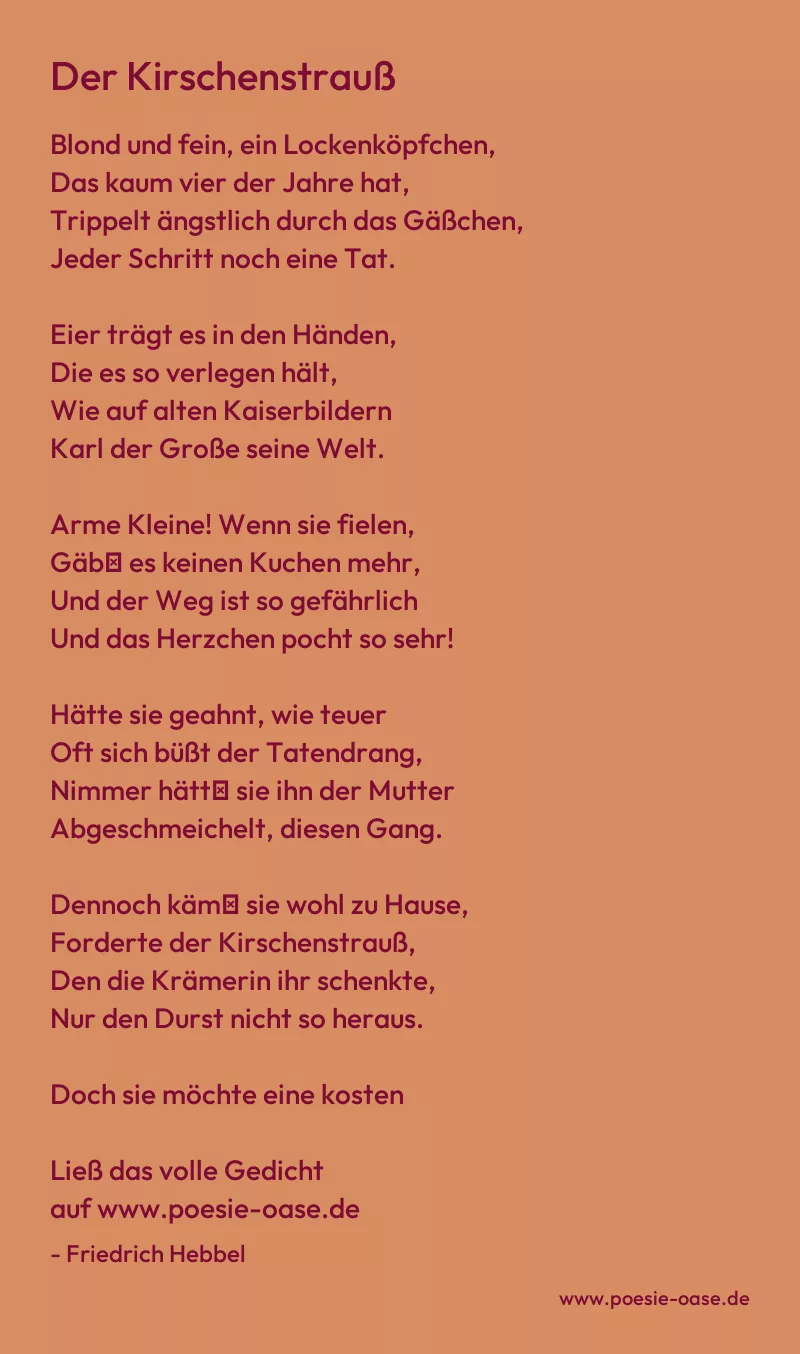 Gedicht: Der Kirschenstrauß von Friedrich Hebbel