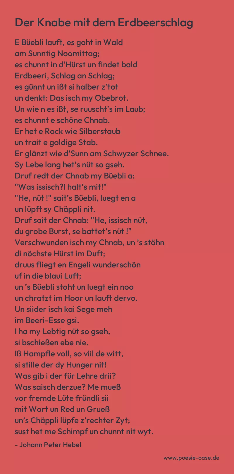Gedicht: Der Knabe mit dem Erdbeerschlag von Johann Peter Hebel