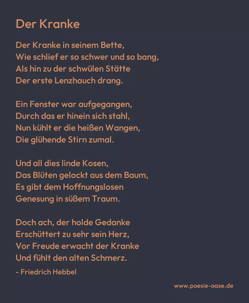 Gedicht: Der Kranke von Friedrich Hebbel