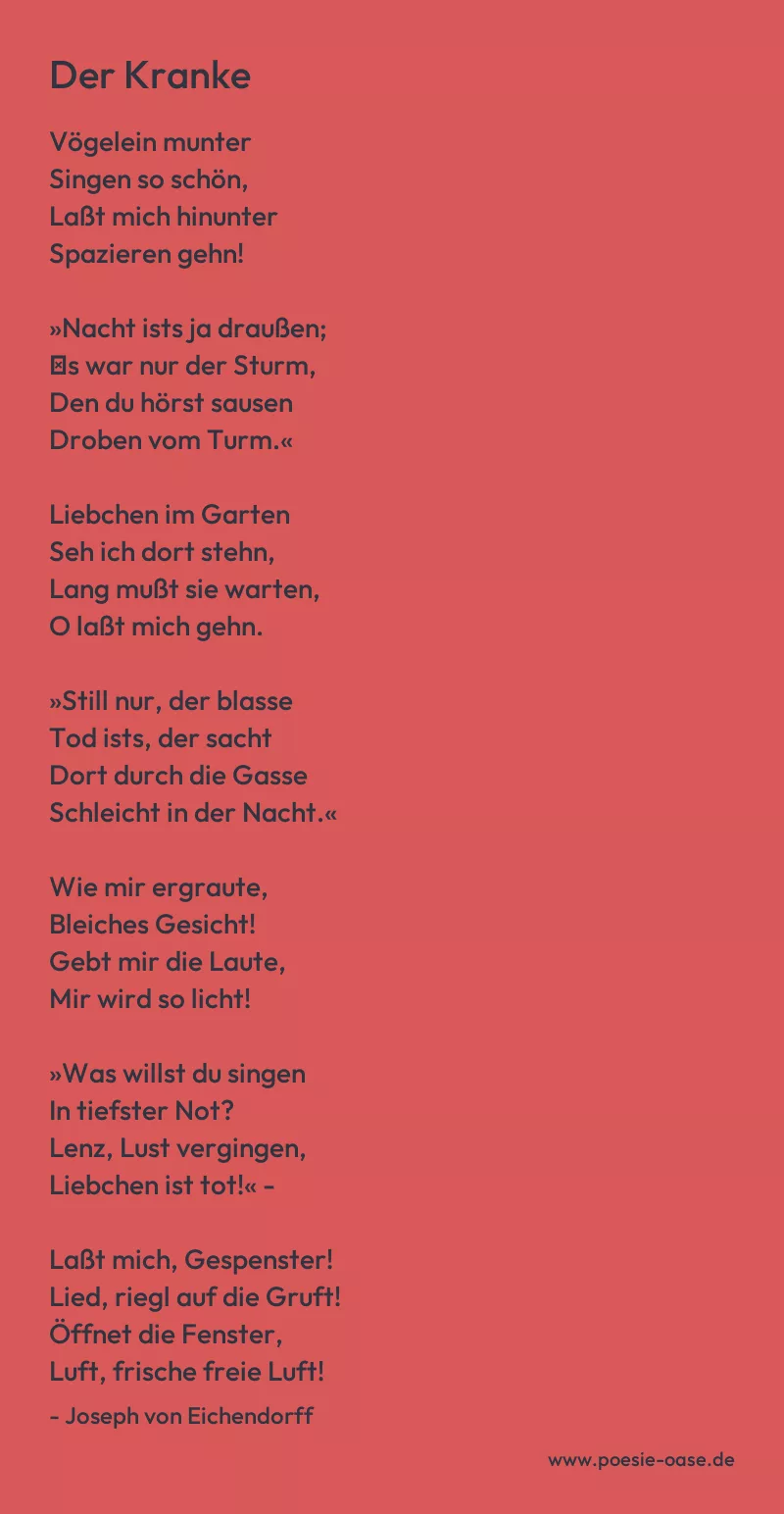 Gedicht: Der Kranke von Joseph von Eichendorff