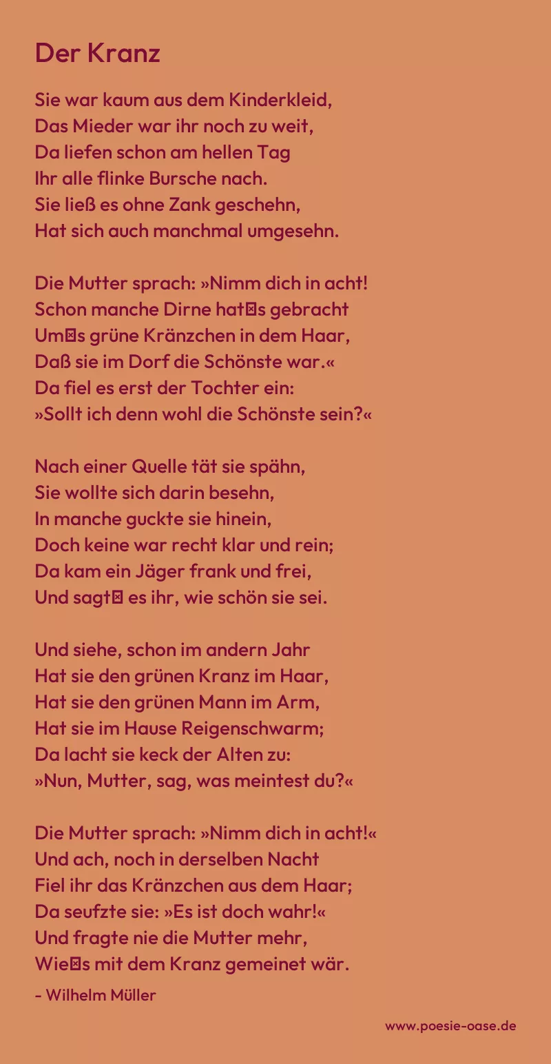 Gedicht: Der Kranz von Wilhelm Müller