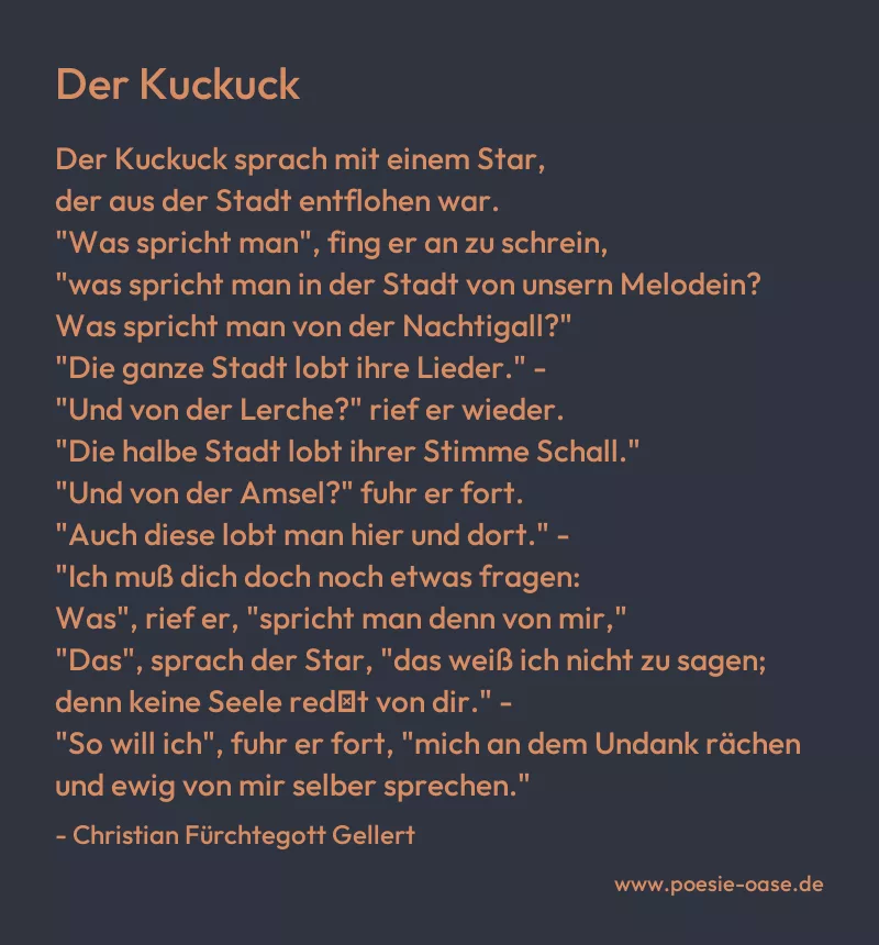 Gedicht: Der Kuckuck von Christian Fürchtegott Gellert