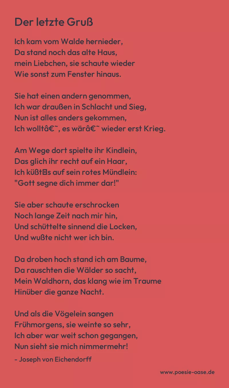 Gedicht: Der letzte Gruß von Joseph von Eichendorff