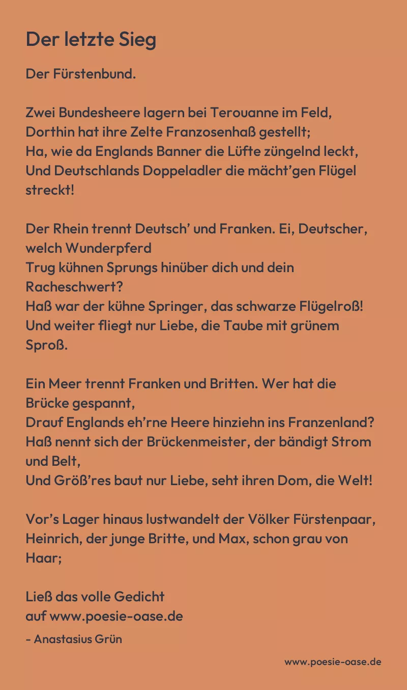 Gedicht: Der letzte Sieg von Anastasius Grün