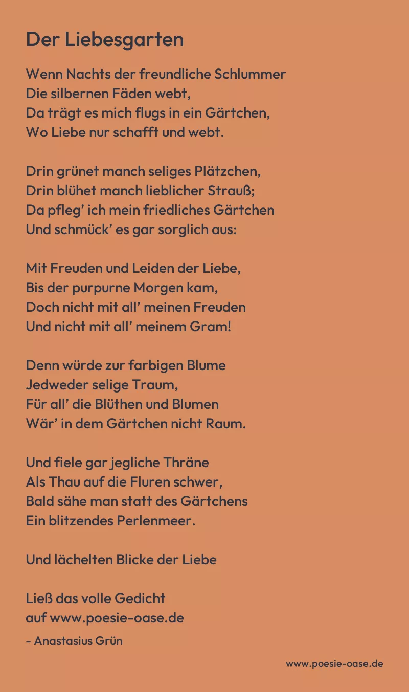 Gedicht: Der Liebesgarten von Anastasius Grün