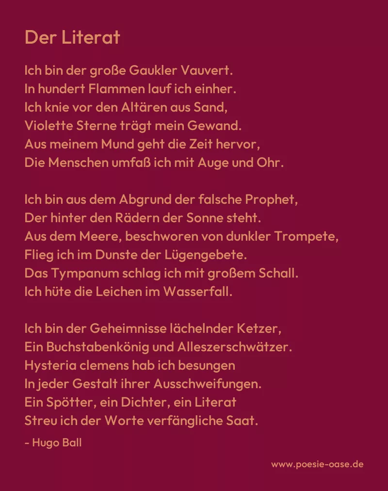 Gedicht: Der Literat von Hugo Ball