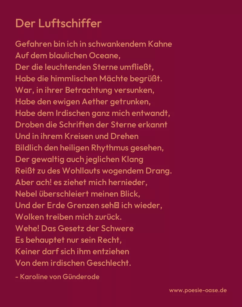 Gedicht: Der Luftschiffer von Karoline von Günderode
