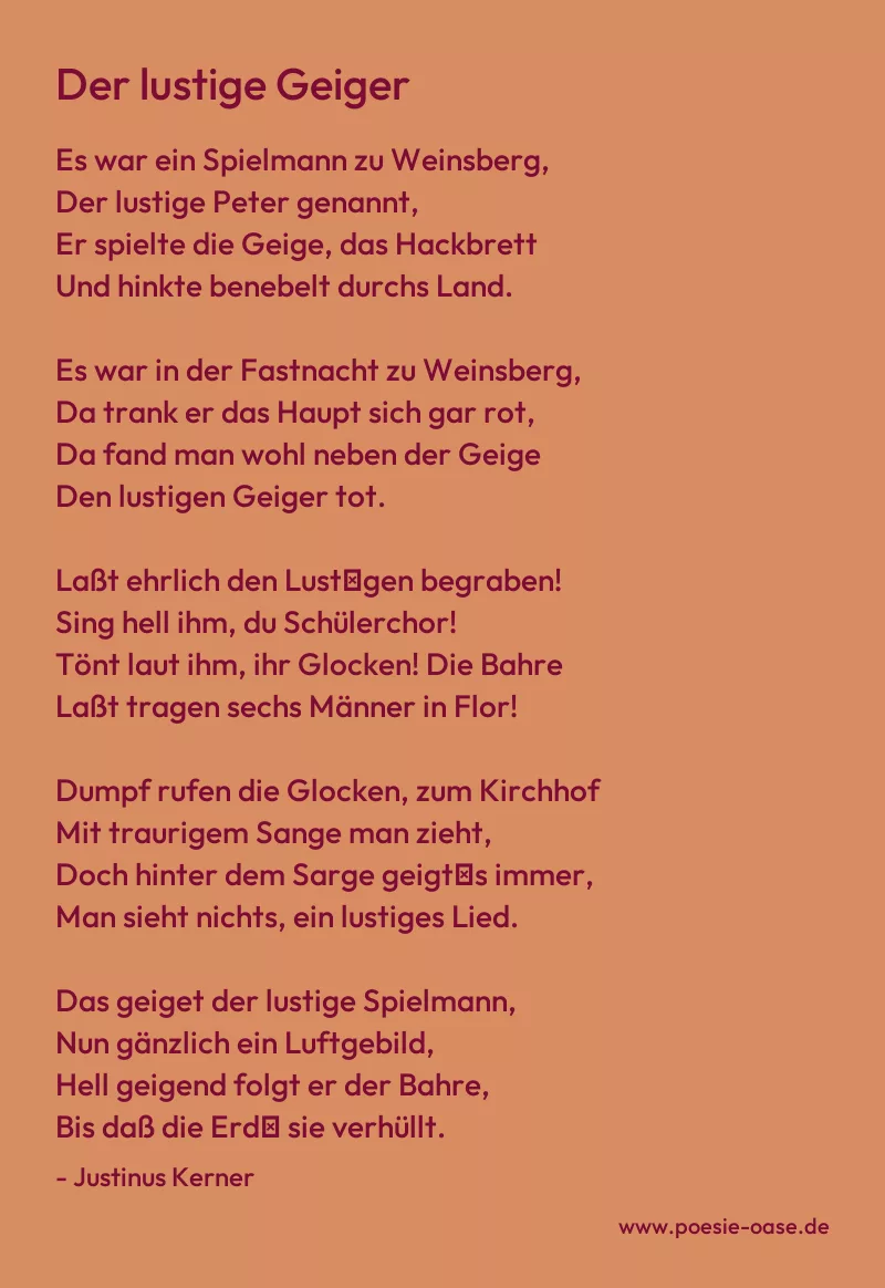 Gedicht: Der lustige Geiger von Justinus Kerner