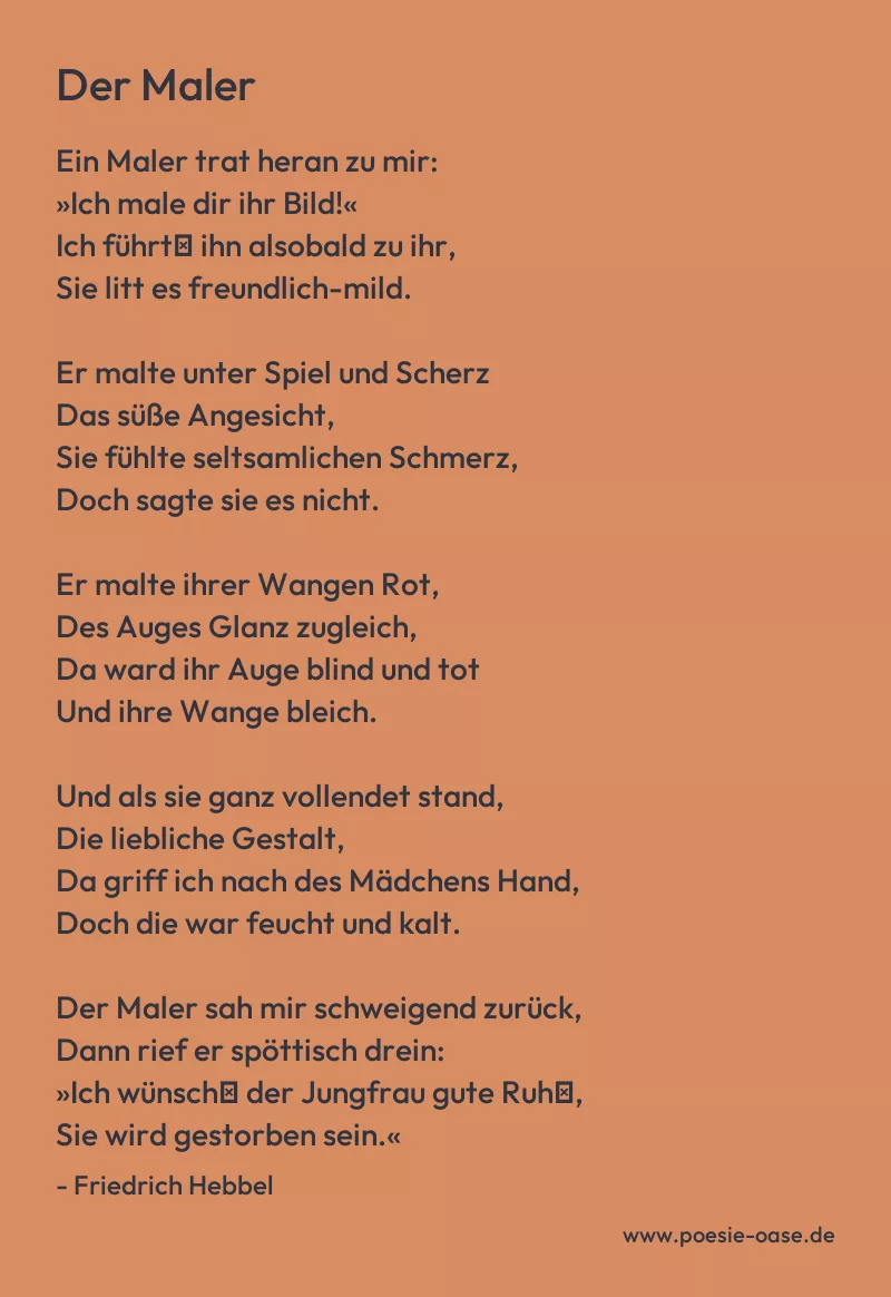 Gedicht: Der Maler von Friedrich Hebbel