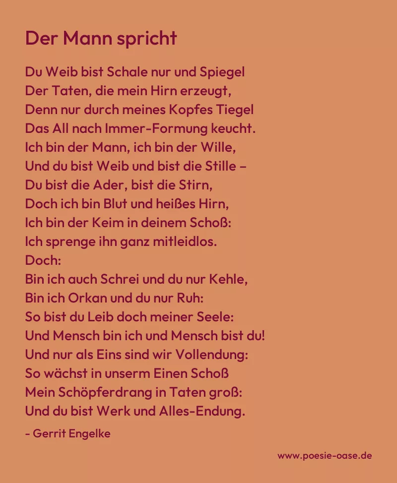Gedicht: Der Mann spricht von Gerrit Engelke