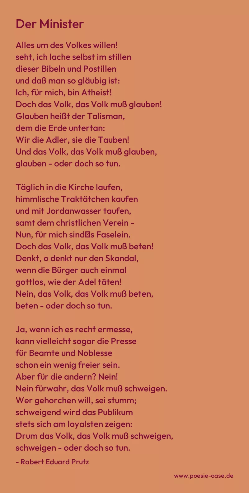 Gedicht: Der Minister von Robert Eduard Prutz