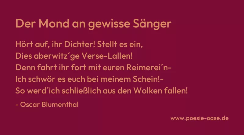 Gedicht: Der Mond an gewisse Sänger von Oscar Blumenthal