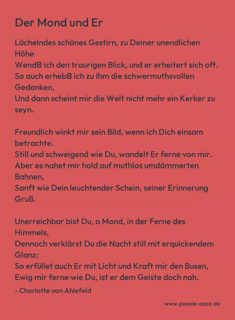 Gedicht: Der Mond und Er von Charlotte von Ahlefeld