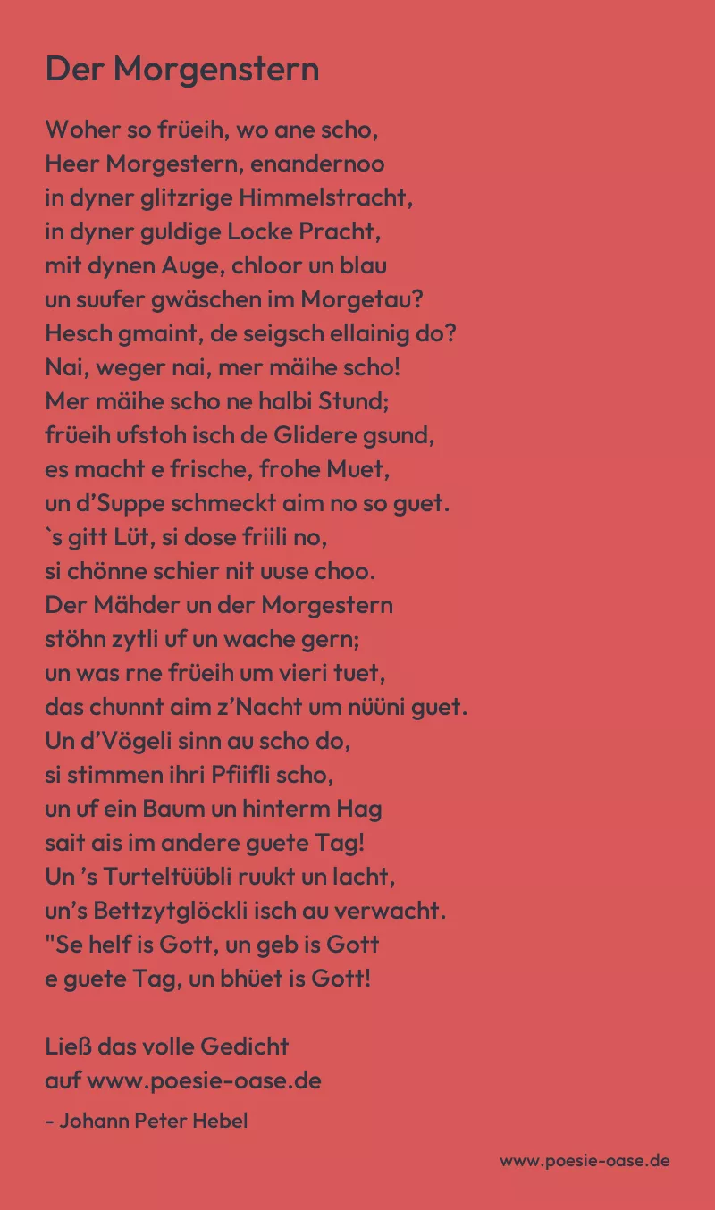 Gedicht: Der Morgenstern von Johann Peter Hebel