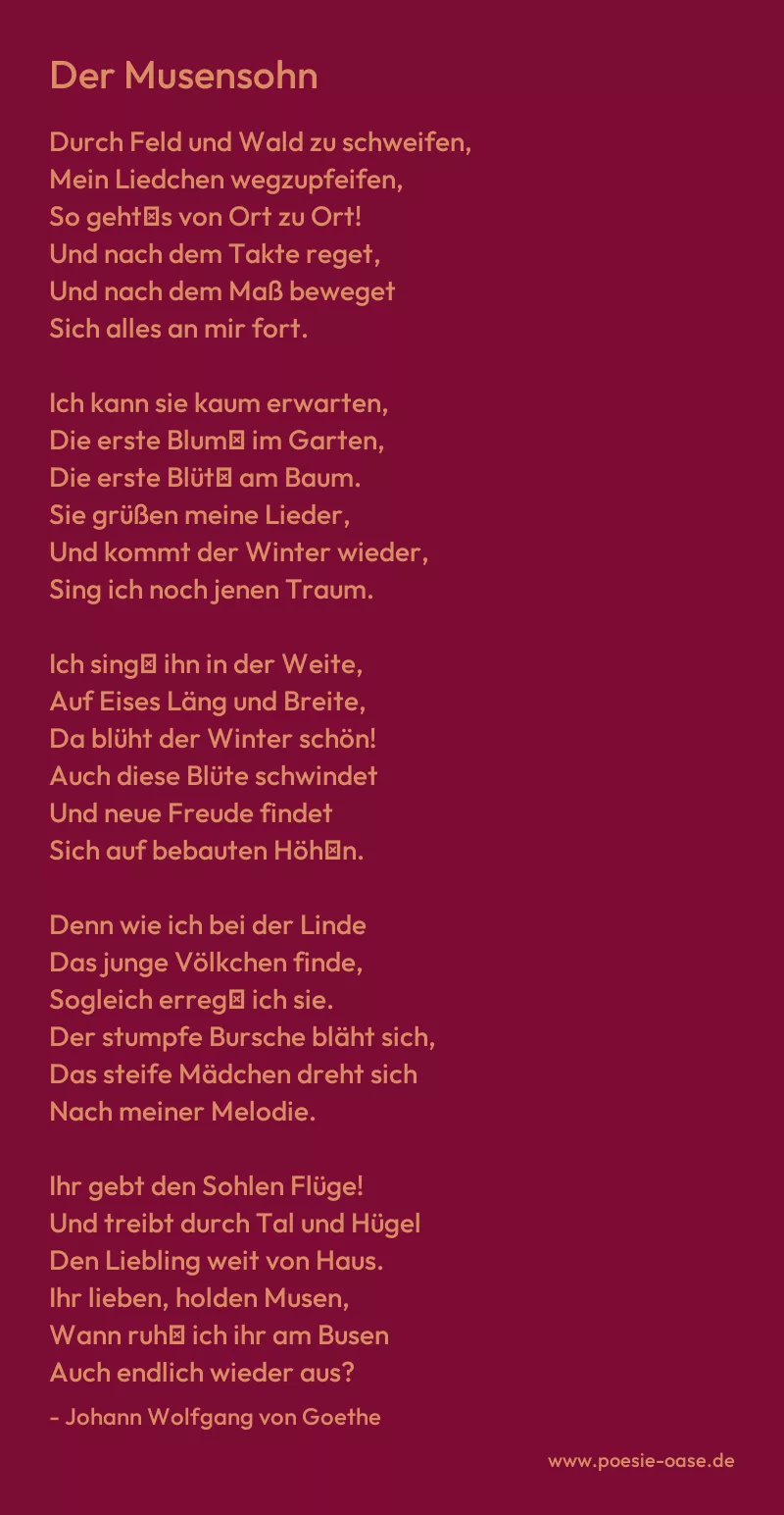 Gedicht: Der Musensohn von Johann Wolfgang von Goethe