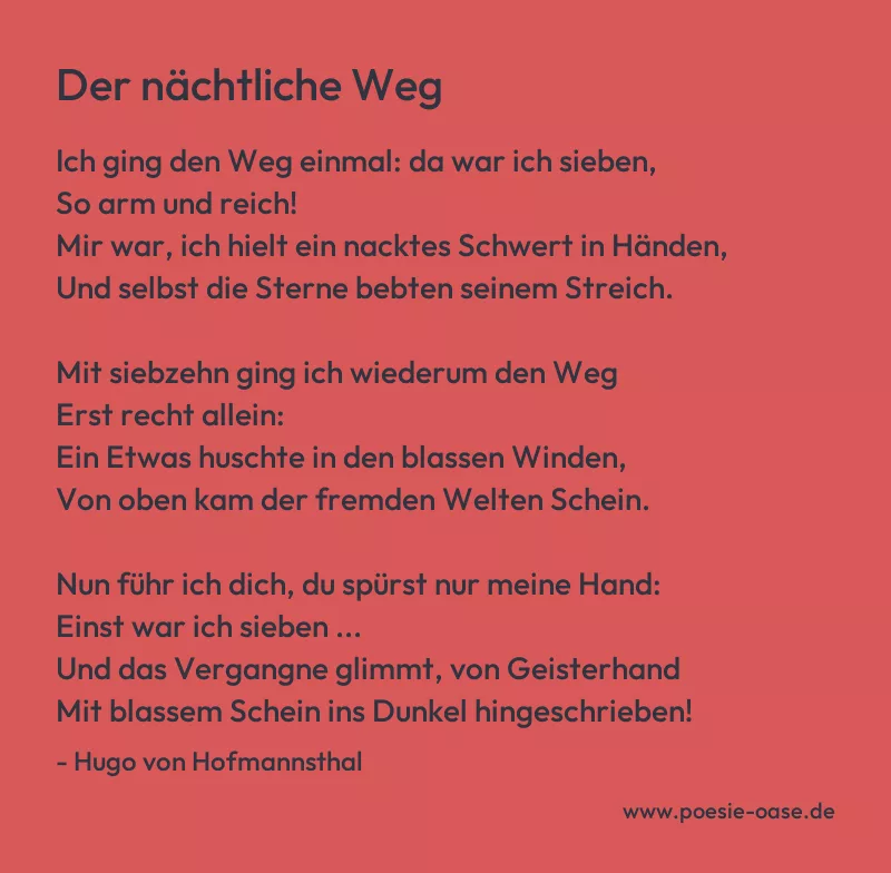 Gedicht: Der nächtliche Weg von Hugo von Hofmannsthal