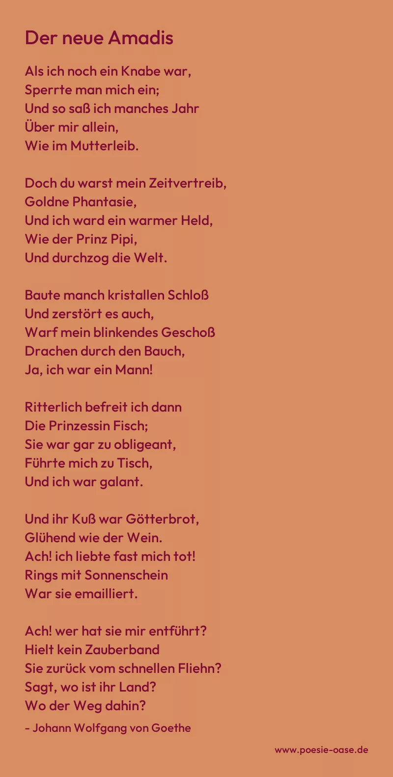 Gedicht: Der neue Amadis von Johann Wolfgang von Goethe