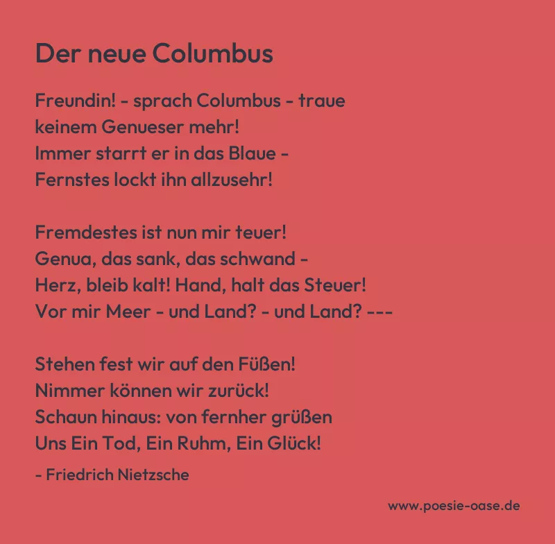 Gedicht: Der neue Columbus von Friedrich Nietzsche