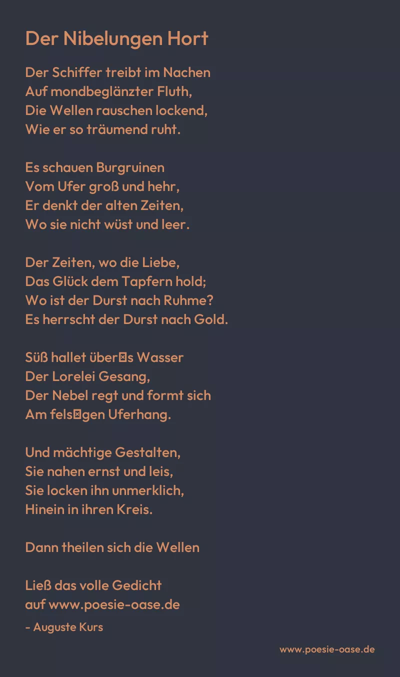 Gedicht: Der Nibelungen Hort von Auguste Kurs