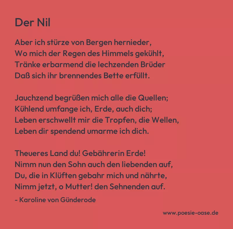 Gedicht: Der Nil von Karoline von Günderode