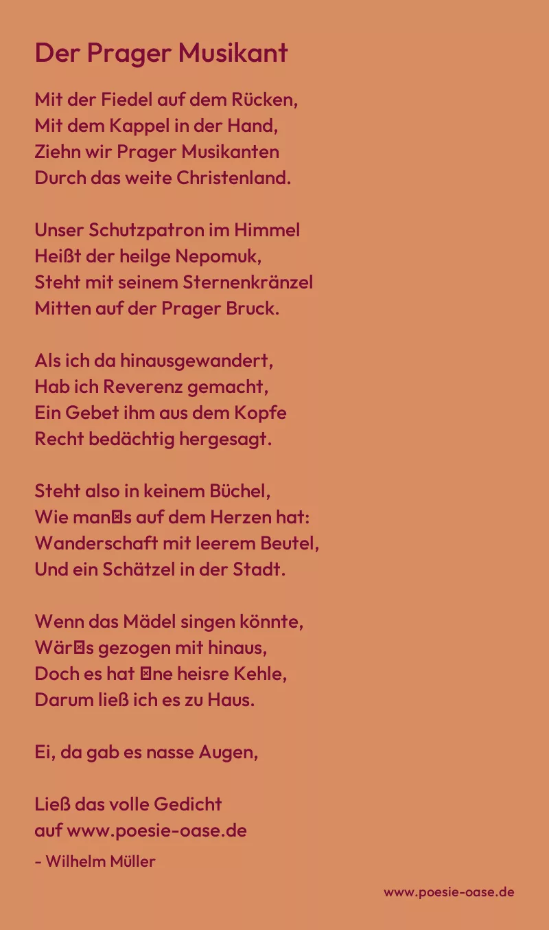 Gedicht: Der Prager Musikant von Wilhelm Müller