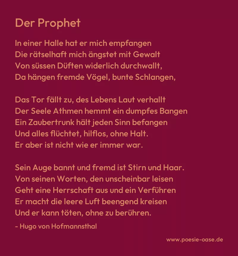 Gedicht: Der Prophet von Hugo von Hofmannsthal