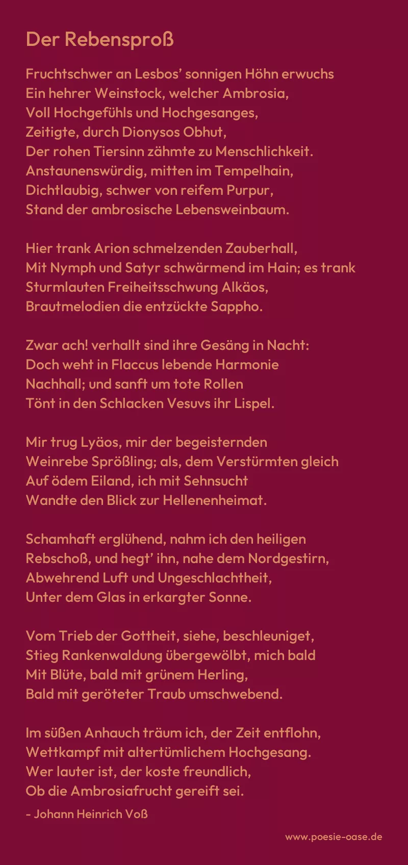 Gedicht: Der Rebensproß von Johann Heinrich Voß
