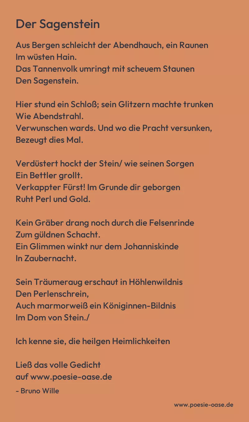 Gedicht: Der Sagenstein von Bruno Wille