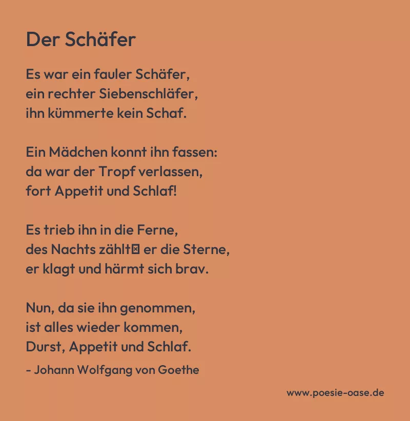 Gedicht: Der Schäfer von Johann Wolfgang von Goethe