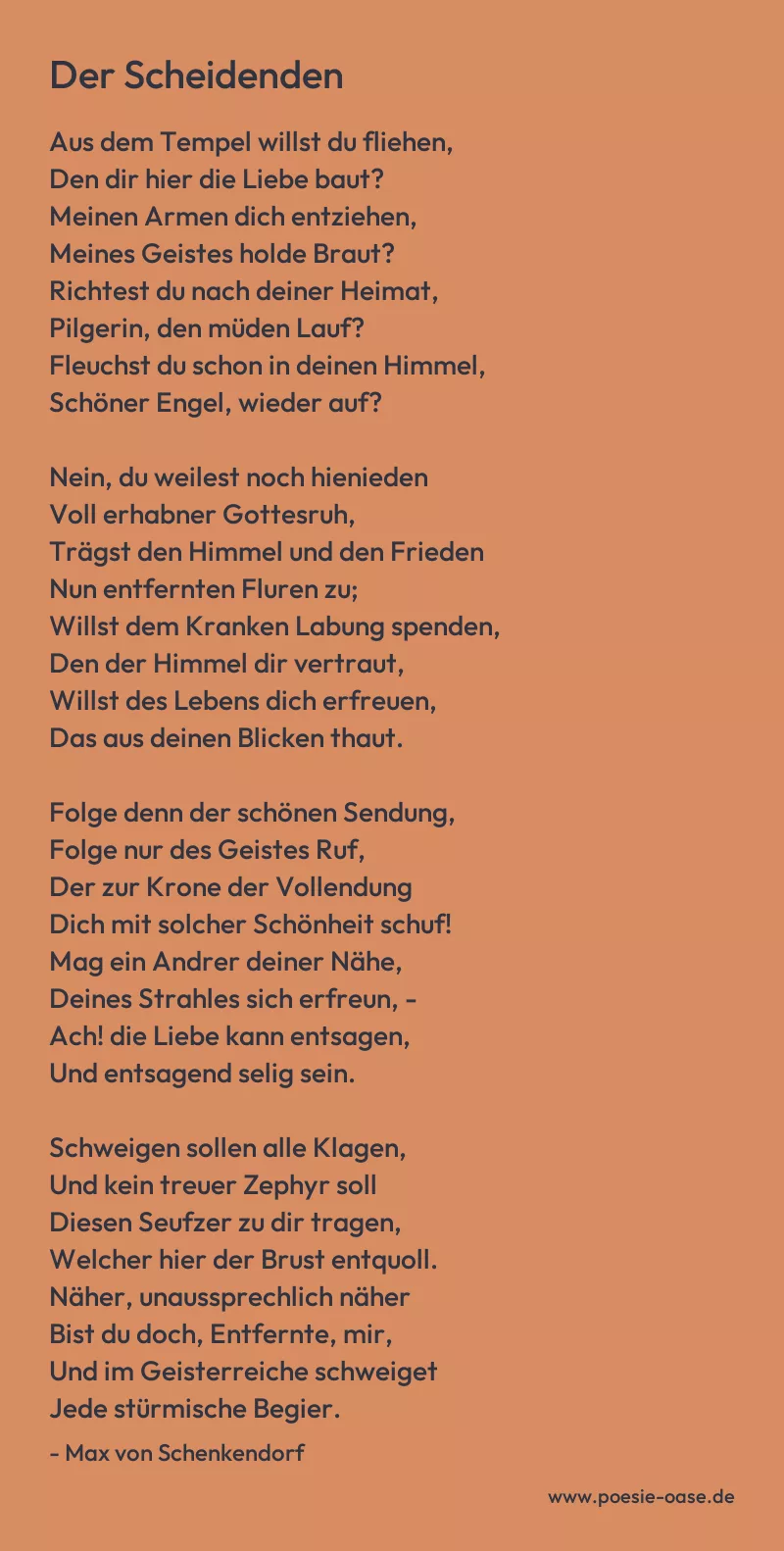 Gedicht: Der Scheidenden von Max von Schenkendorf