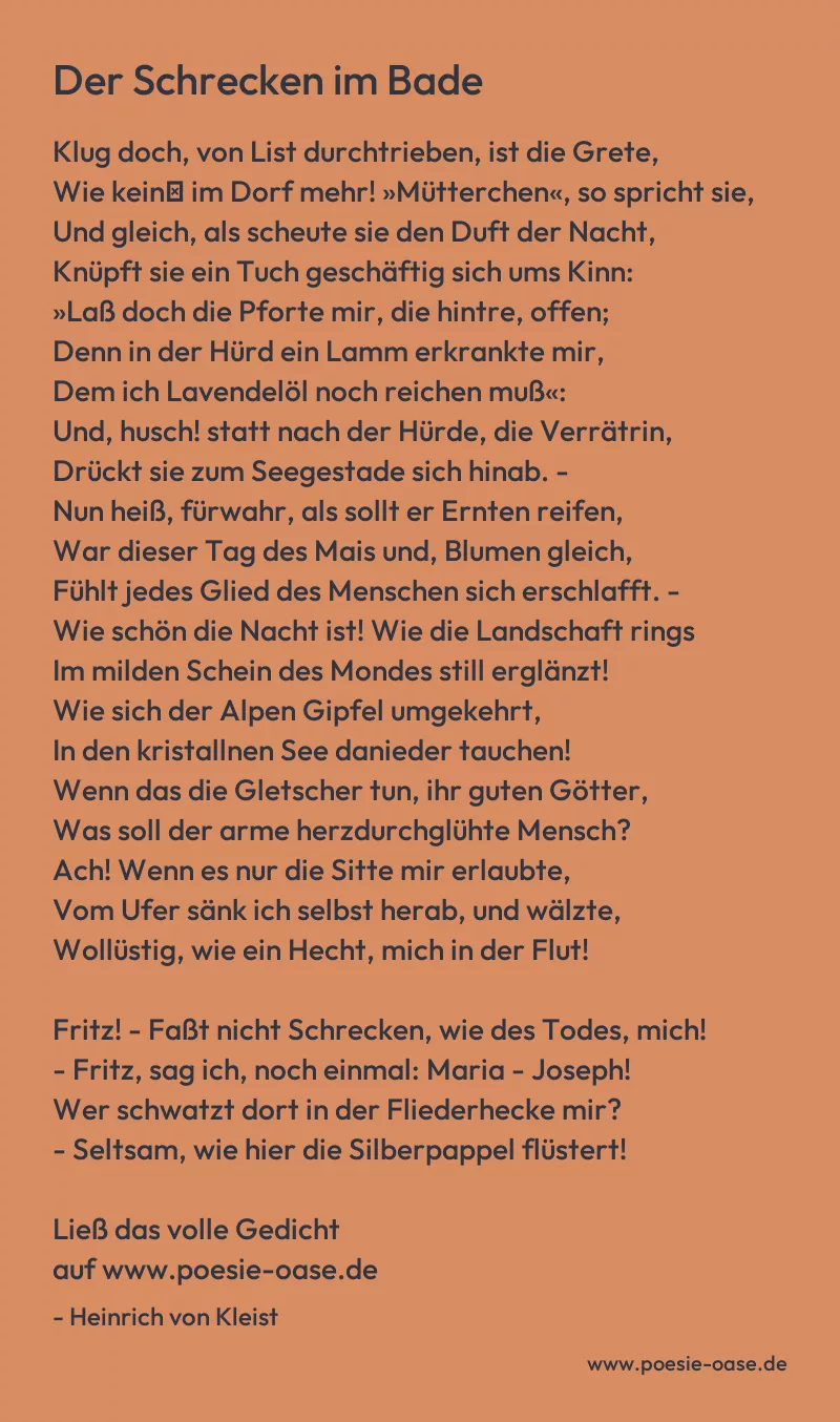Gedicht: Der Schrecken im Bade von Heinrich von Kleist