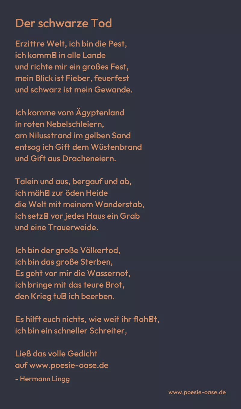 Gedicht: Der schwarze Tod von Hermann Lingg