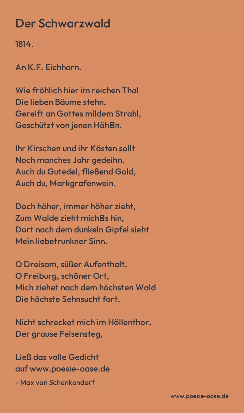 Gedicht: Der Schwarzwald von Max von Schenkendorf