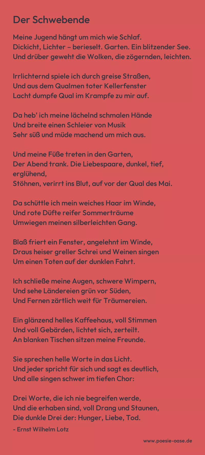 Gedicht: Der Schwebende von Ernst Wilhelm Lotz
