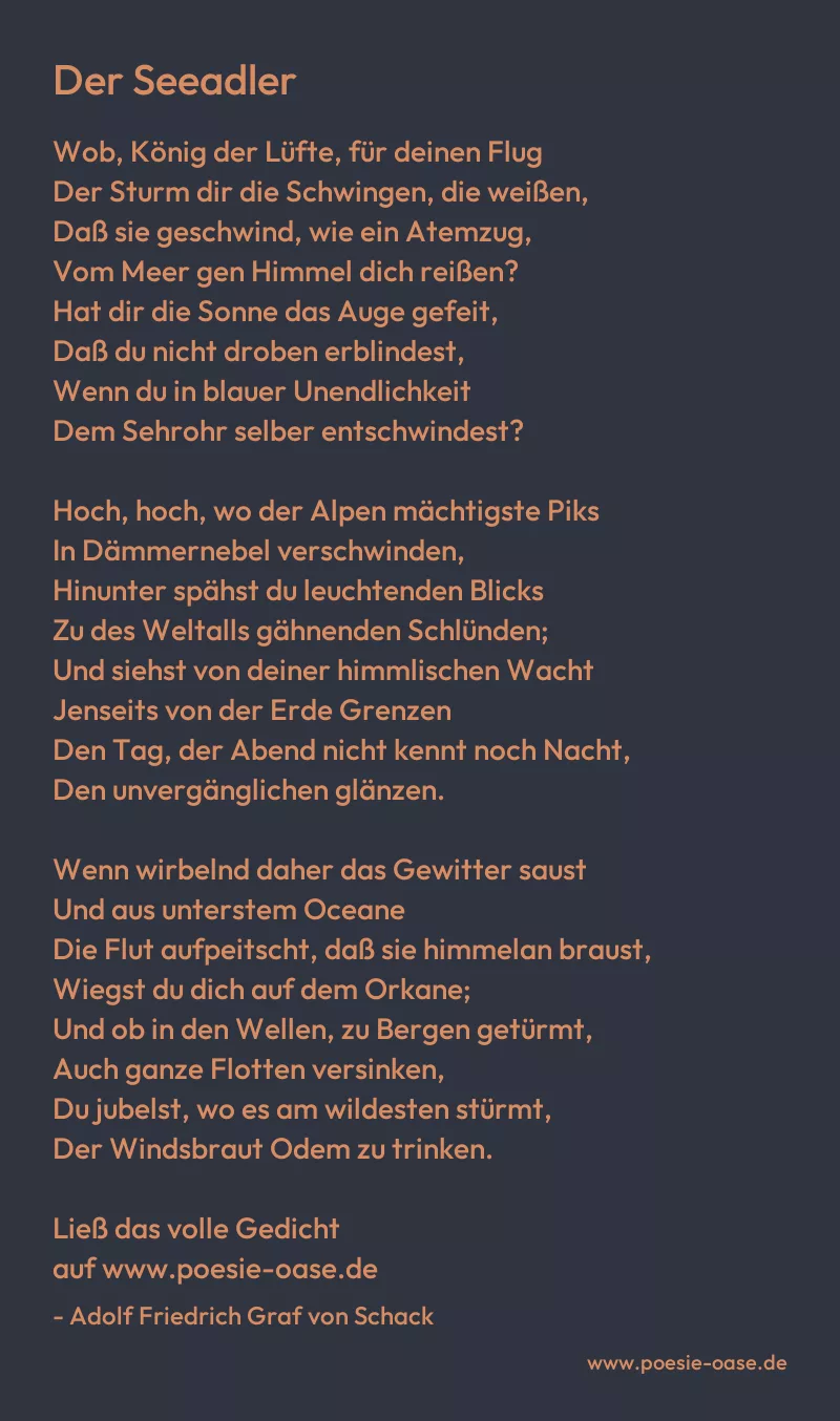 Gedicht: Der Seeadler von Adolf Friedrich Graf von Schack