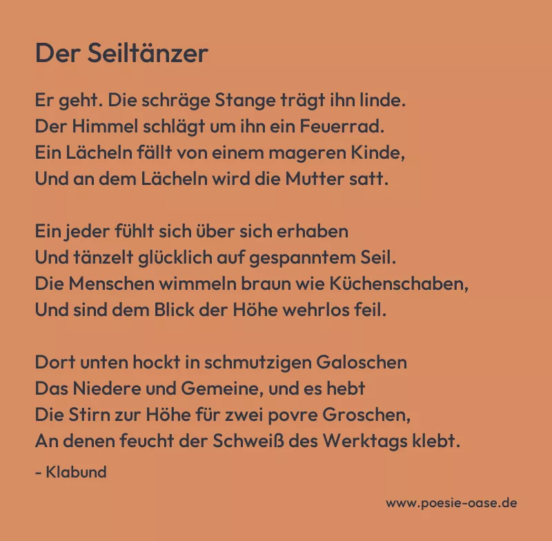 Gedicht: Der Seiltänzer von Klabund