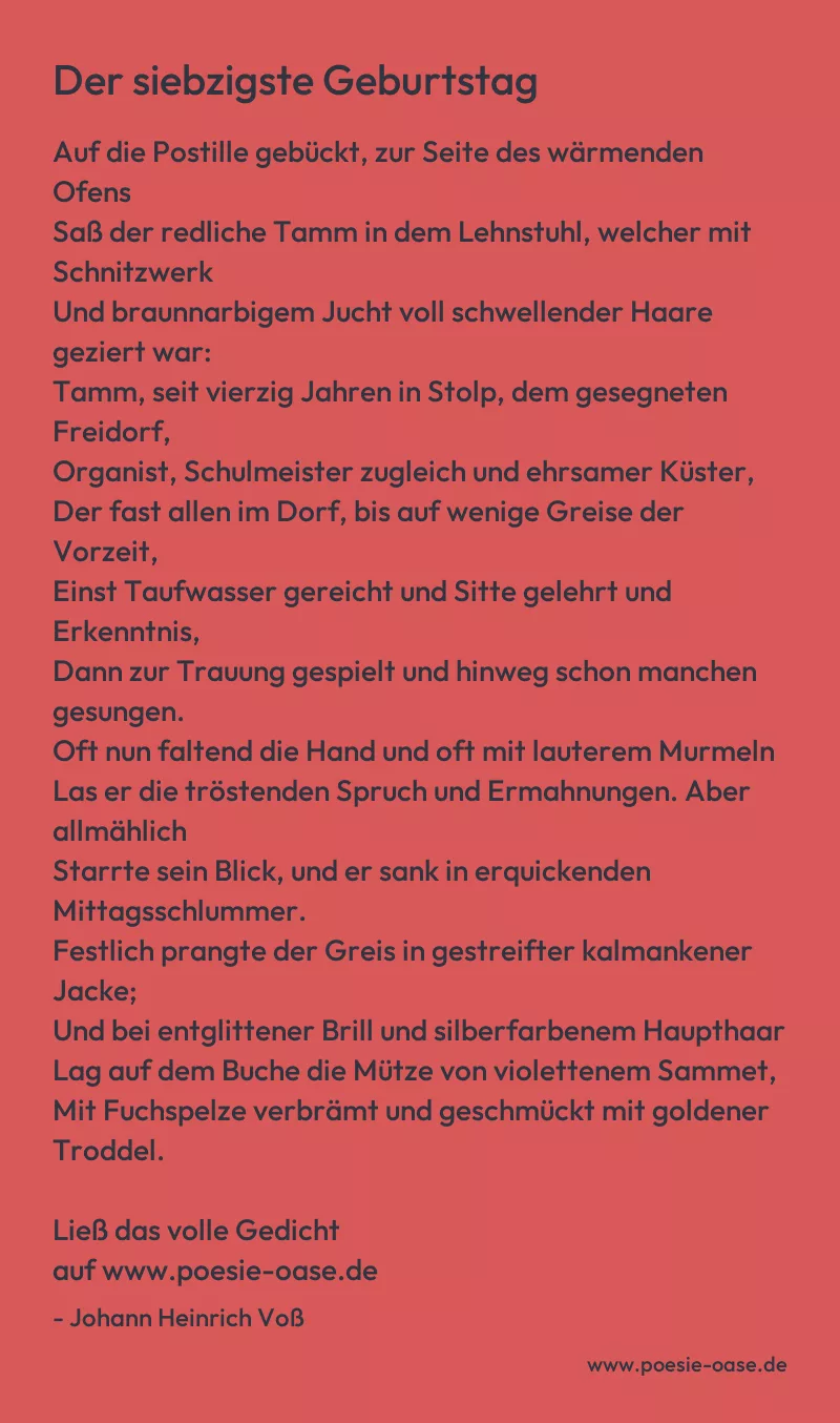 Gedicht: Der siebzigste Geburtstag von Johann Heinrich Voß