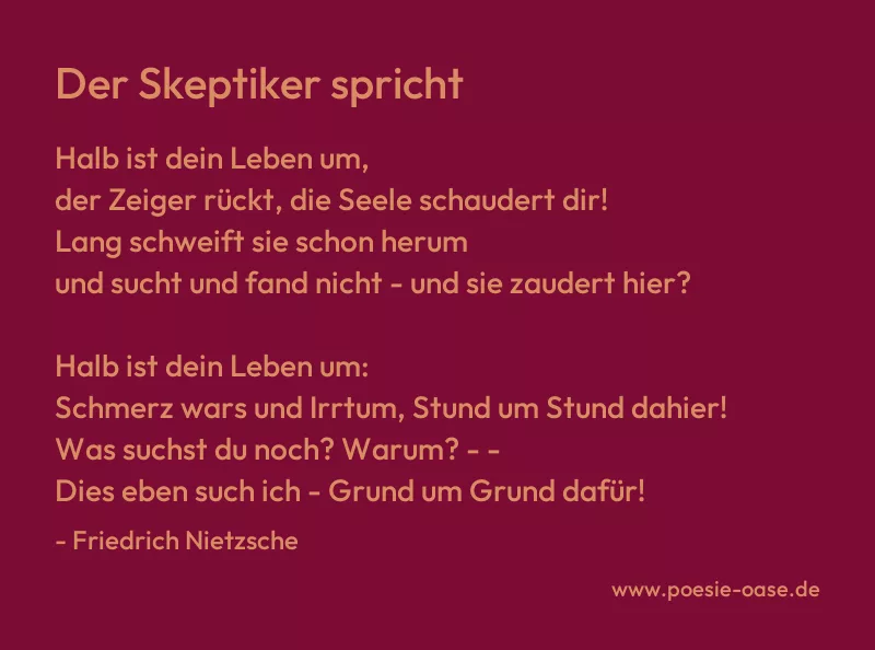 Gedicht: Der Skeptiker spricht von Friedrich Nietzsche
