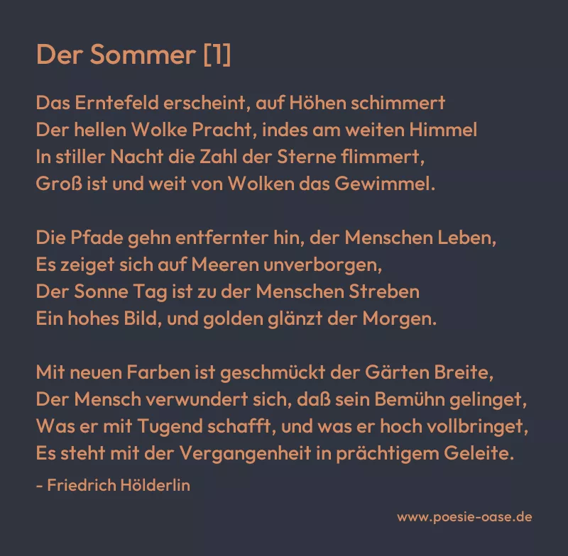 Gedicht: Der Sommer [1] von Friedrich Hölderlin